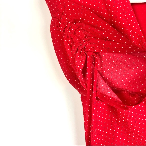 Topshop Red and White Polka Dot Short Sleeve Midi Dress Size 2 - Picture 9 of 16